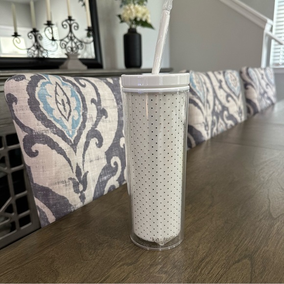 NWT Kate Spade New York Yes Tumbler with Straw White and Gold - Picture 7 of 9